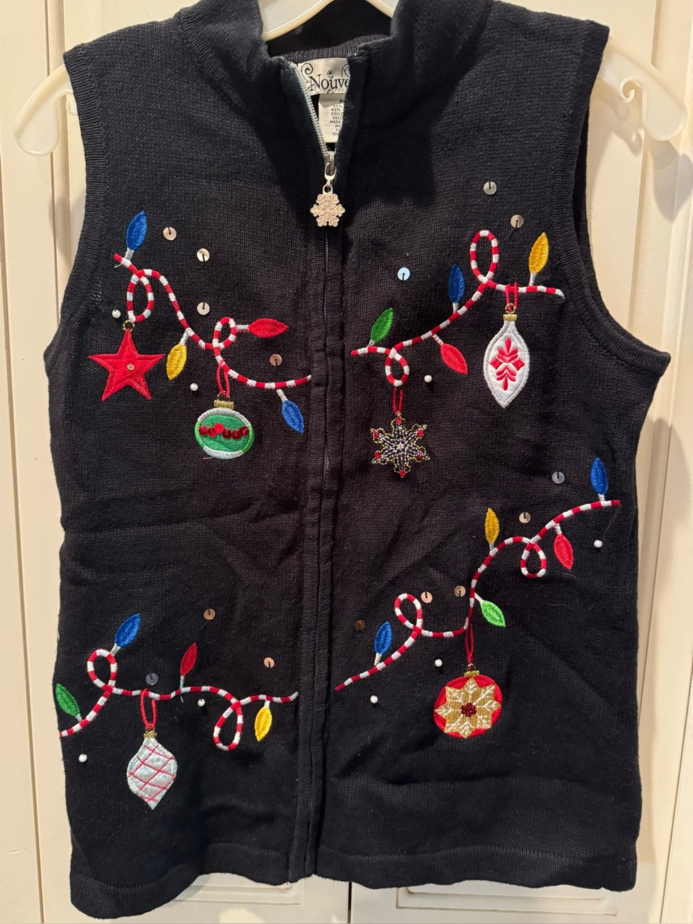 Women’s Nouveaux Festive Holiday Lights Sweater Vest - Size PM